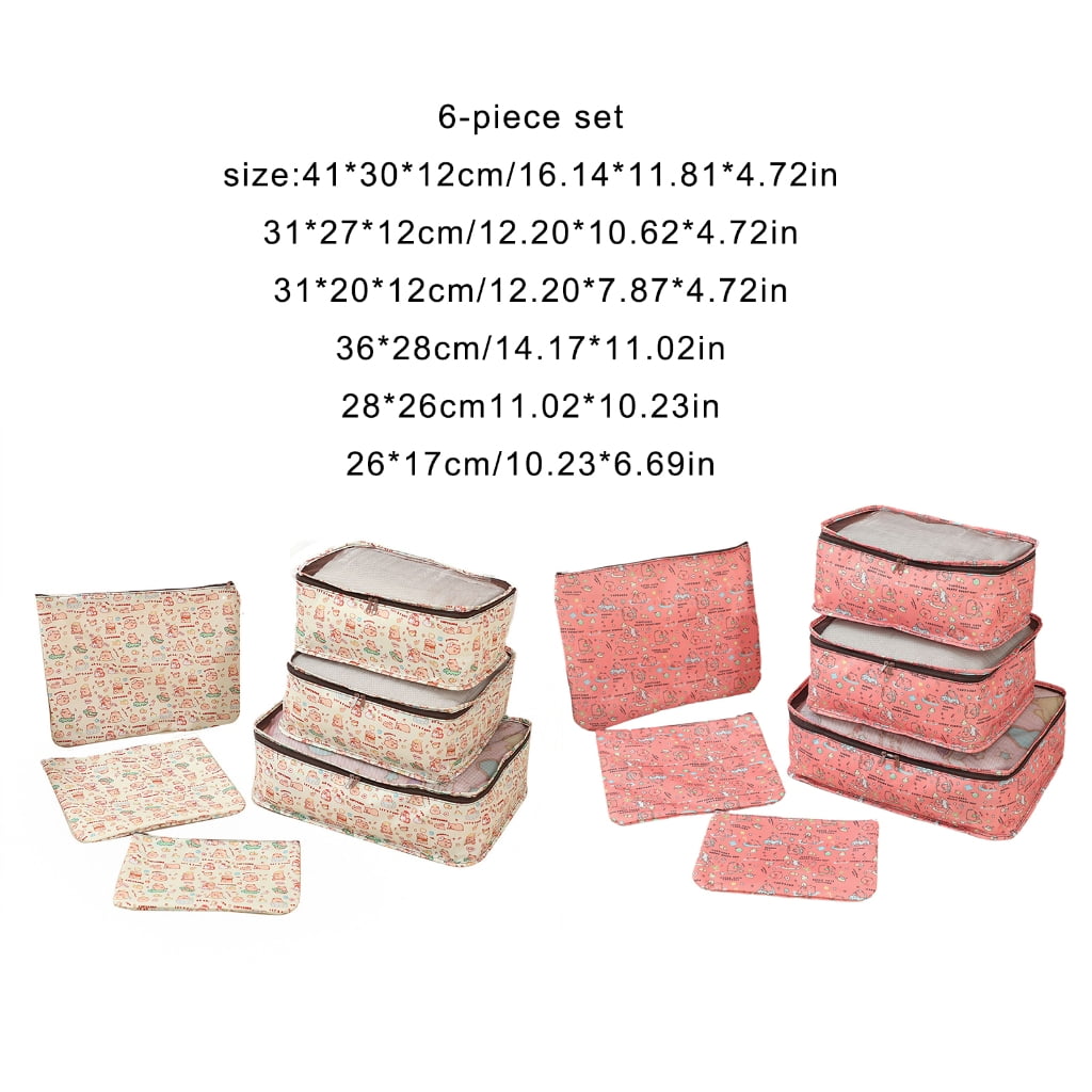 BQBQERT 6Pieces Luggage Organizers Set Packing Cubes with Water Materials Includes Shoe Bag and Toiletry Pouches