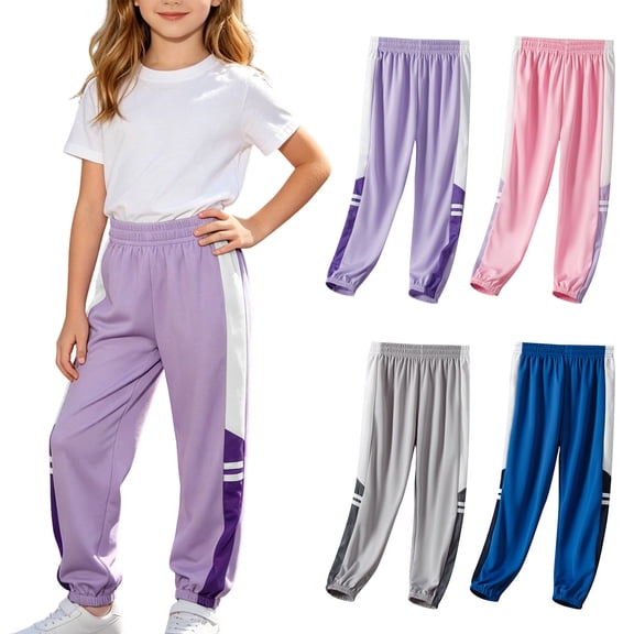 PIWHJQK Boys Girls Long Pants Workout Sweatpants Kids Color Jogger Pants Casual Sporty Elastic Waist Lightweight Long Pants