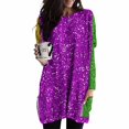 thumbnail image 4 of Timegard Womens Tops Crew Neck Long Sleeve Color Block Glitter Loose Long Tops with Pockets Club Wear, 4 of 6