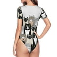 thumbnail image 4 of Gaeub Colors Cats Women'S Short Sleeve One Piece Swimsuit Sexy High-Waisted Bodysuit For Swimming, Beach, Sports - Large, 4 of 9