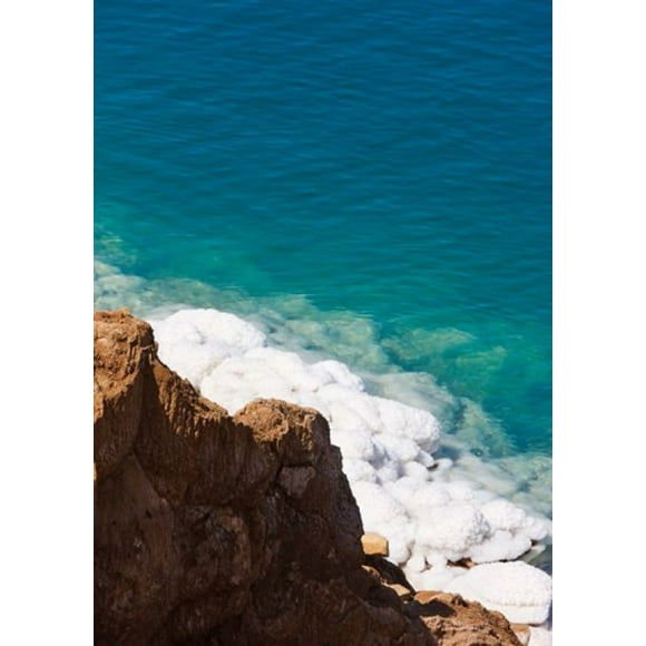 Deposit of salt and gypsum by the cliff in Dead Sea, Jordan Poster Print by Keren Su (16 x 22)