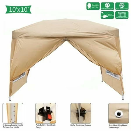 10x10 pop up canopy Portable Shade Instant Folding Heavy Duty Outdoor Gazebo Canopy Tent with 4 Removable Side Walls and Carry (Best Deals On Pop Up Gazebos)