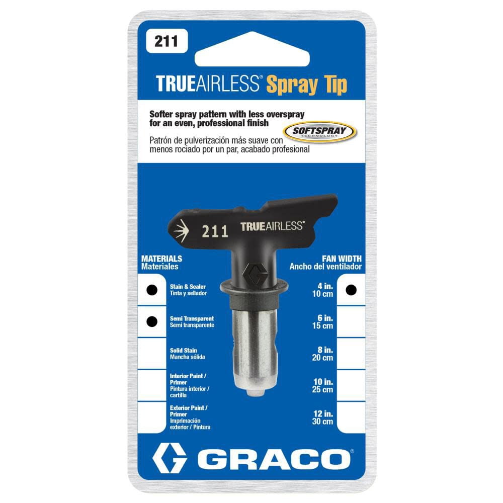 Graco TrueAirless 211 4 to 6 In. .011 Paint Sprayer Airless Spray Tip TRU211