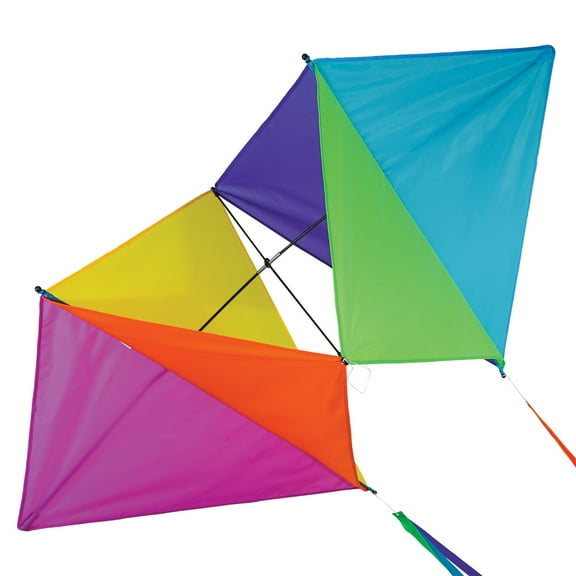In the Breeze 3370 — Pacific Dancing Diamonds Kite — Large, Colorblock Single-Line Kite with Long Streaming Tails; Kite Line Included
