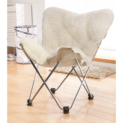 Luxe Faux Fur Butterfly Chair, White