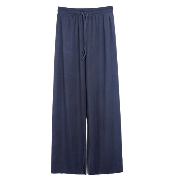 Pantalones de pierna ancha ligeros de seda helada para mujer de primavera y otoño, pantalones informales rectos sueltos de cintura alta de Color sólido para niña Tan Jianjun unisex