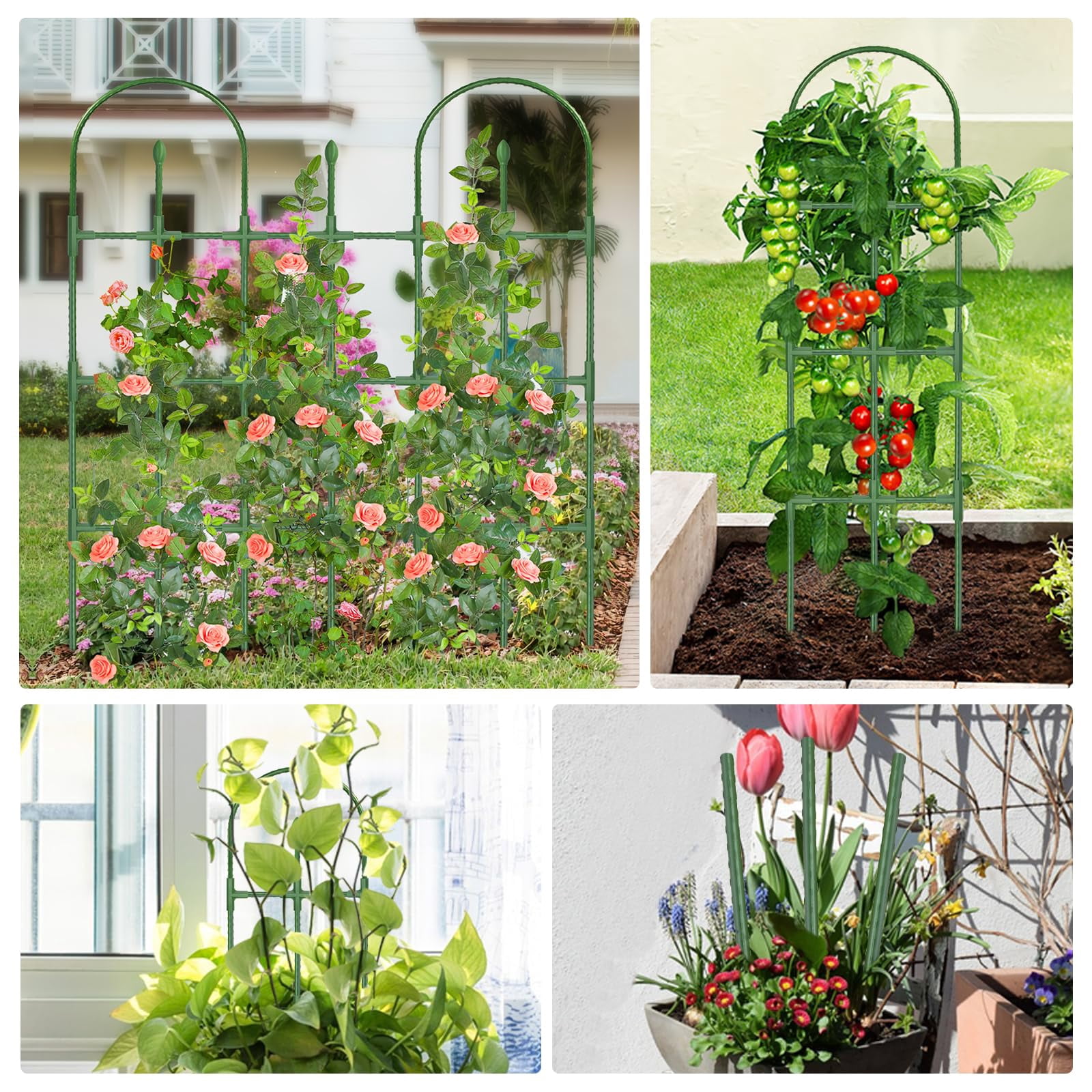 MQ Trellis for Climbing Plants Outdoor, 47.2" H*35.4" W Rustproof Sturdy Garden Arch Trellis for Potted Climbing Cucumber Tomato Rose Vegetable Flower Plant Trellises