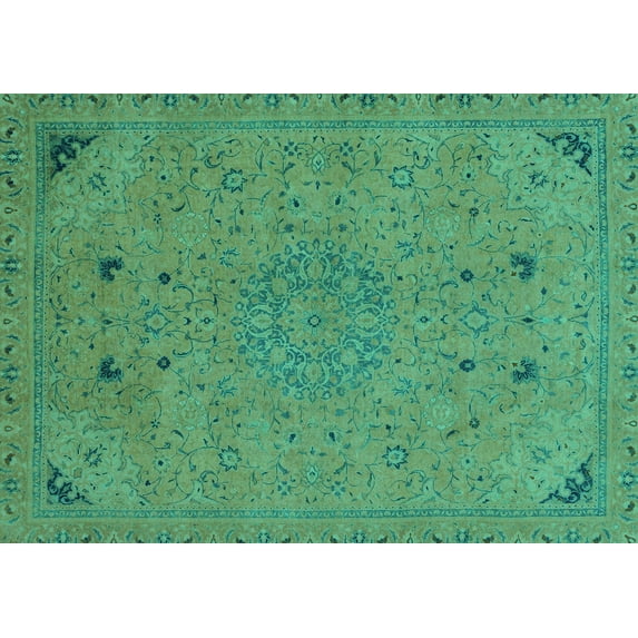Ahgly Company Indoor Rectangle Abstract Turquoise Blue Modern Area Rugs, 3' x 5'