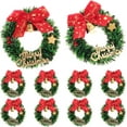 thumbnail image 2 of 10PCS Mini Christmas Wreath Ornaments, Artificial Christmas Wreath with Bows and Bells Christmas Mini Wreaths for Crafts Christmas Holiday, 2 of 5