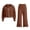 Coffee#girls sets, variant on FAVIPT Girls Tracksuit Set Cable Knit Full Zip Hoodie Jacket and Flared Split Pants Casual Cute 2 Piece Fall Winter Lounge Sets Beige,5 Years
