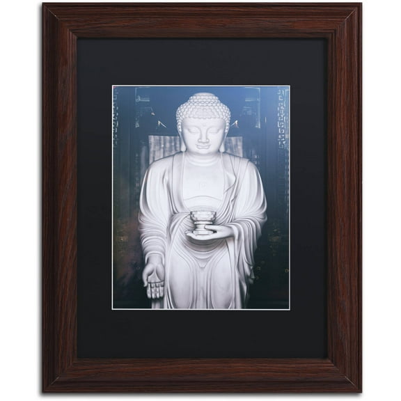 Trademark Fine Art "White Buddha" Canvas Art by Philippe Hugonnard, Black Matte, Wood Frame