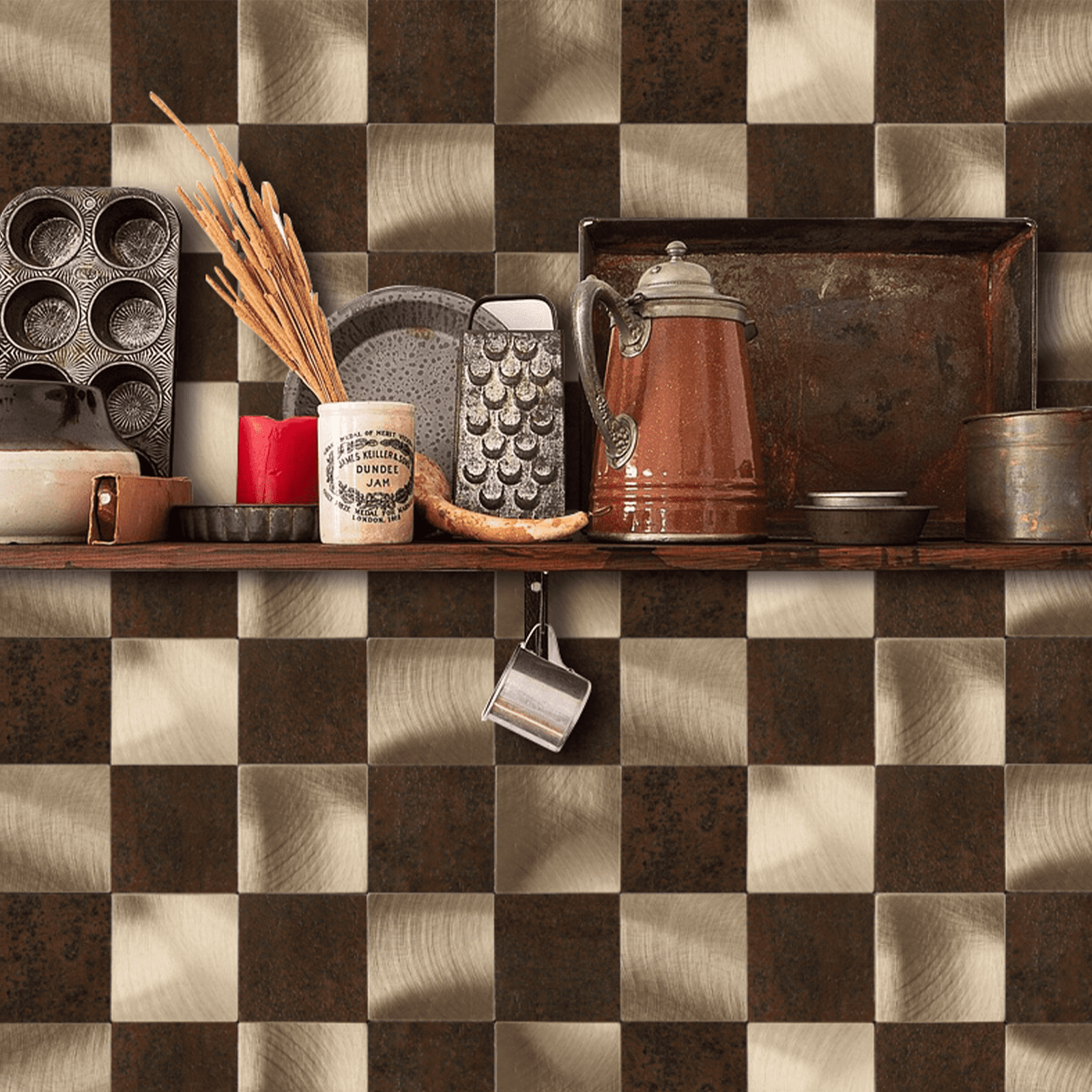 12-Sheet Peel and Stick Backsplash, 12" x 4" PVC Marble Look Self Adhesive Stick on Wall Tiles for Kitchen Bathroom Fireplace (Dark Brown)