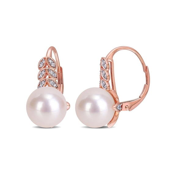 Everly Women's Cultured Pearl and Diamond 10k Rose Gold Earrings