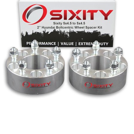 Sixity Auto 2 pc 2" 5x4.5 Wheel Spacers compatible with Hyundai Elantra Sonata M12x1.5mm 1.25in Studs Lugs