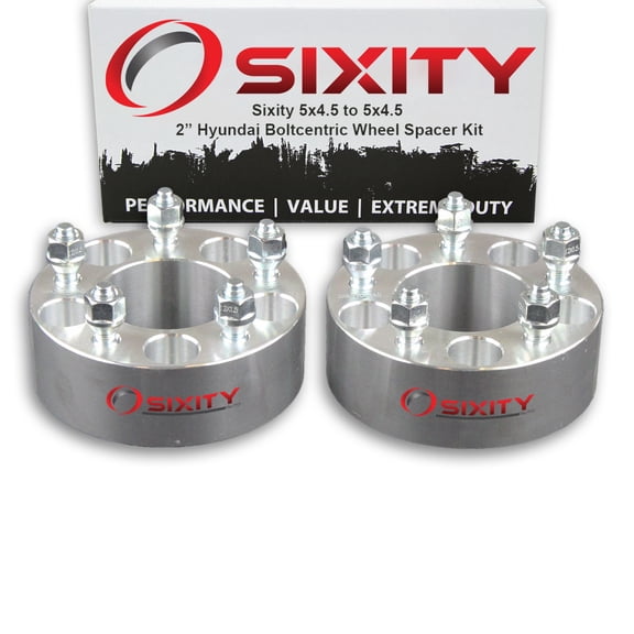 Sixity Auto 2 pc 2" 5x4.5 Wheel Spacers compatible with Hyundai Elantra Sonata M12x1.5mm 1.25in Studs Lugs