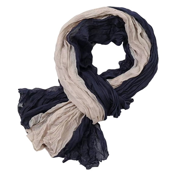 Xinwanna Ladies Shawl Scarf Color-Blocking Pleated Design Versatile Scarf Autumn Winter Outdoors Commuting Long Scarf (Black)