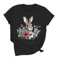 thumbnail image 6 of Mifsaly Short Sleeve T-Shirts Women Leopard Print Easter Bunny Floral Graphic Cotton tops Soft Breathable Relaxed Fit Casual Summer Tees S, 6 of 6