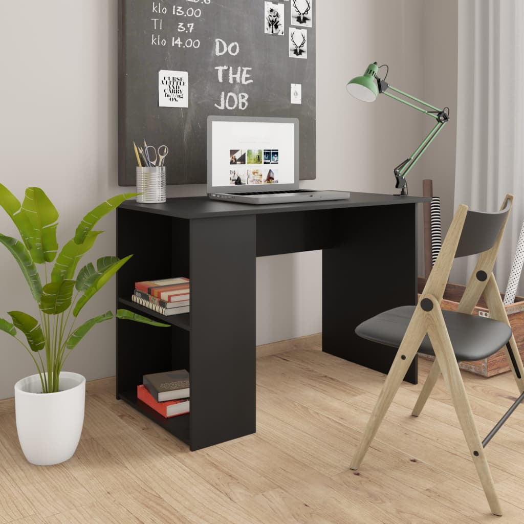 Lowestbest Black Computer Desk, Small Study Writing Desk with Two Storage Shelves Lowestbest Black Computer Desk, Small Study Writing Desk with Two Storage Shelves