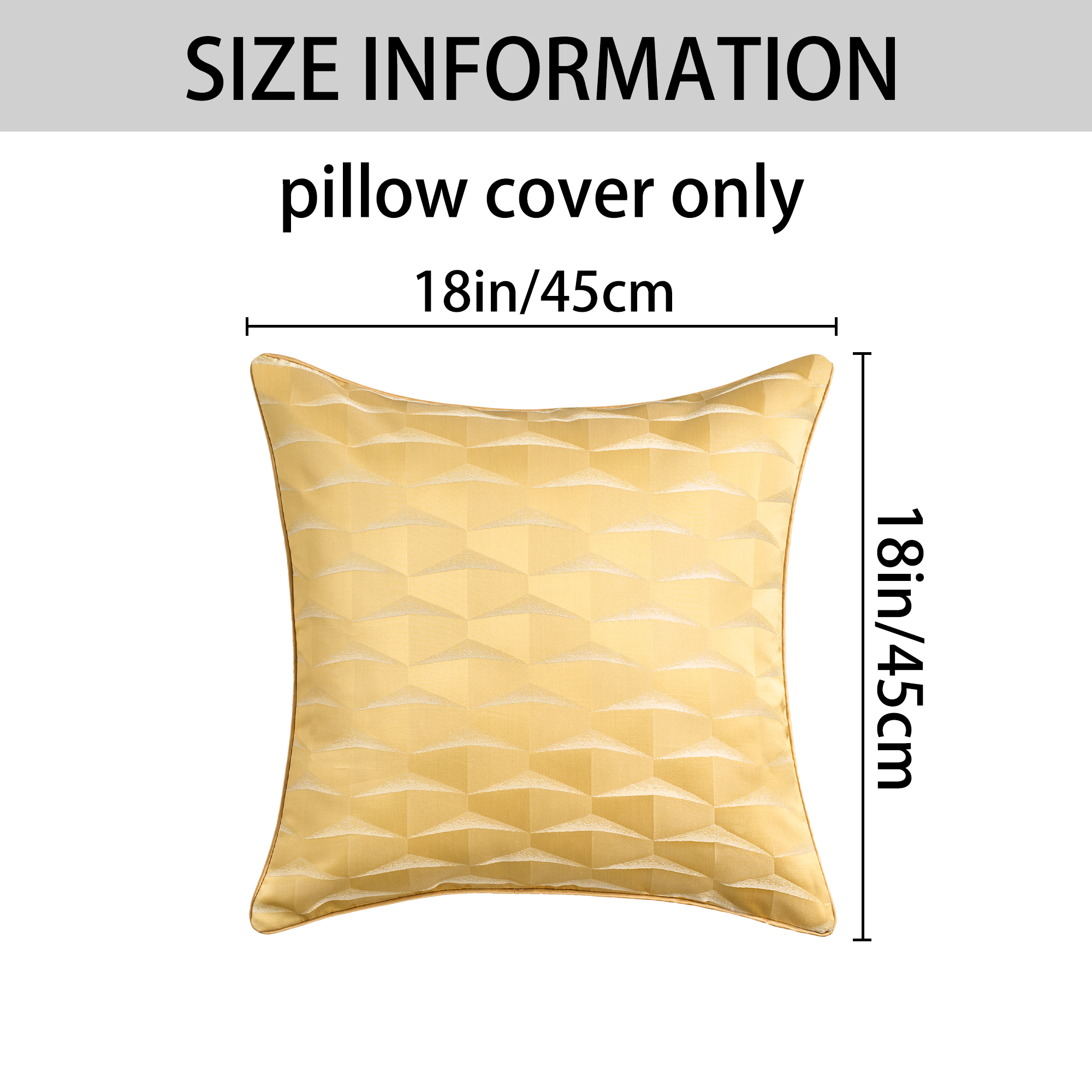 Unique Bargains 2pcs Satin Throw Pillow Covers for Sofa Bed Room Yellow 18" x 18"
