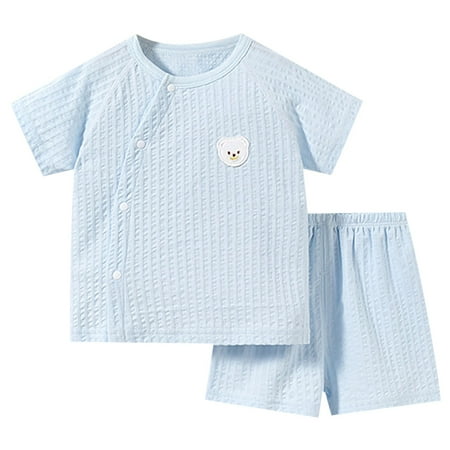 

BSDHBS Baby Outfit Set Summer Toddler Solid Color Breathable Short Sleeve Shorts Casual Home Suit for 0 To 3 Years