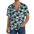 thumbnail image 1 of Fotbe Angry Shark Camisa Estampada de Manga Corta para Hombre, Casual de Verano, Estilo Playero, Sin Arrugas-Large, 1 of 5