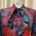 thumbnail image 5 of AURA Plus Size Printed Swing Midi Dress Long Sleeve Polo Collar High Waist Belted Banquet Spring Fall Dress, 5 of 10