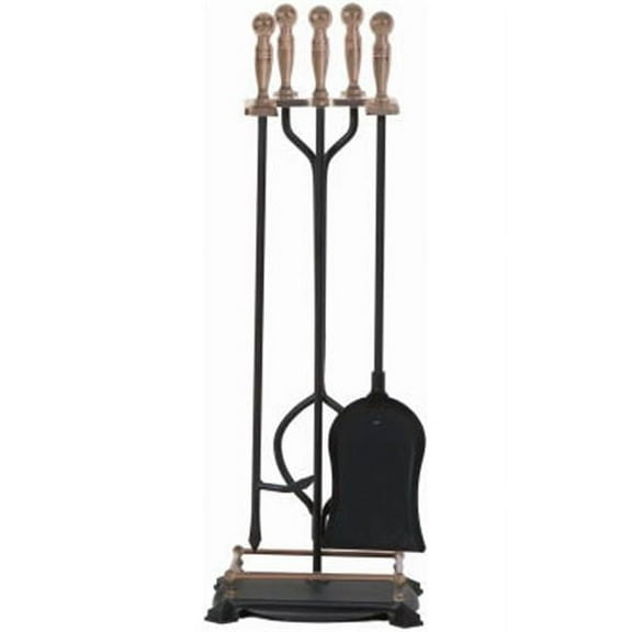 15006 Antique Brass Fireplace Tool Set, 5 Piece