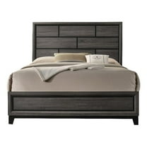 Erica King Size Bed, Gray and Black Wood Finish, Panel Style Headboard