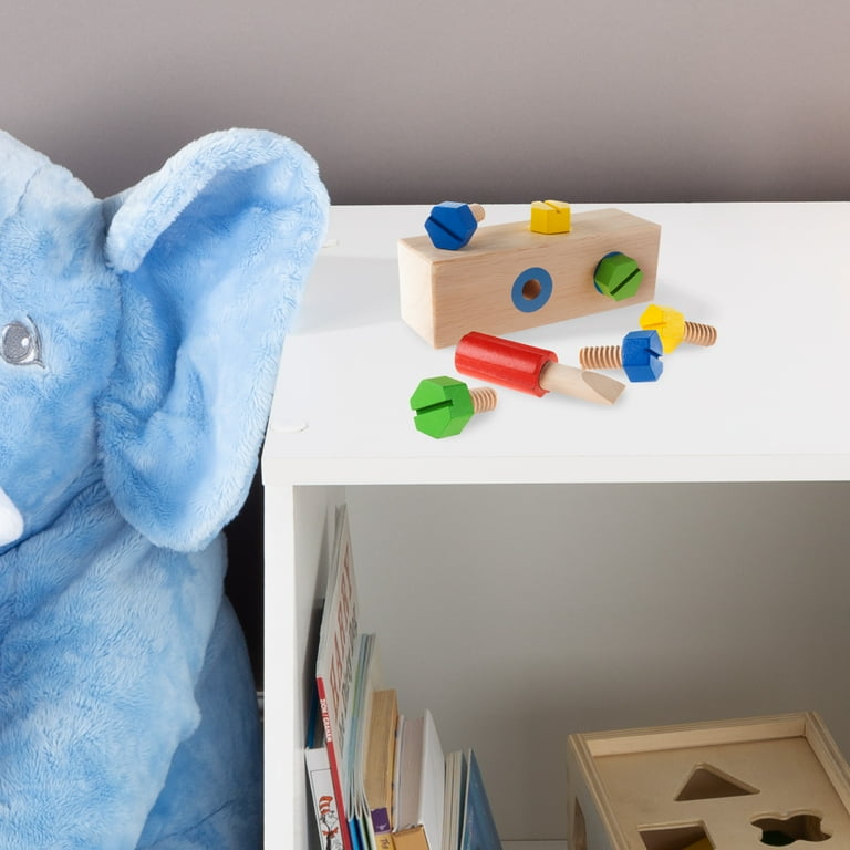 Screw Block Toy- Kids Wooden Manipulative with Screws and