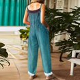 thumbnail image 4 of Linen Jumpsuits for Women Boho Floral Gardening Overalls Loose Fit Plus Size Rompers Bohemian Travel Vacation Baggy Clothes Blue 3XL, 4 of 5