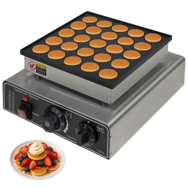 GUTSTARK Máquina para Hacer Mini Hot Cakes Industrial 25 Piezas - 900 W, Temperatura Máx 250 °C, Plancha de Teflón, Perillas de Regulación y Temporizador