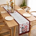 thumbnail image 3 of Red Valentine's Day Table Runner - 70 Inch Long Love Heart Gnomes Grey Plaid Cotton and Linen Blended Dress Scarves Farmhouse Table Runner for Kitchen Dining, Coffee Table, 13" x 70", 3 of 8
