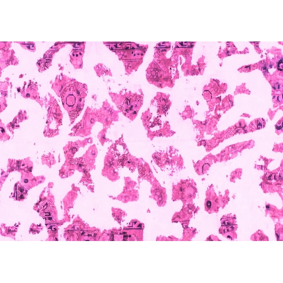 Ahgly Company Indoor Rectangle Abstract Pink Modern Area Rugs, 7' x 9'