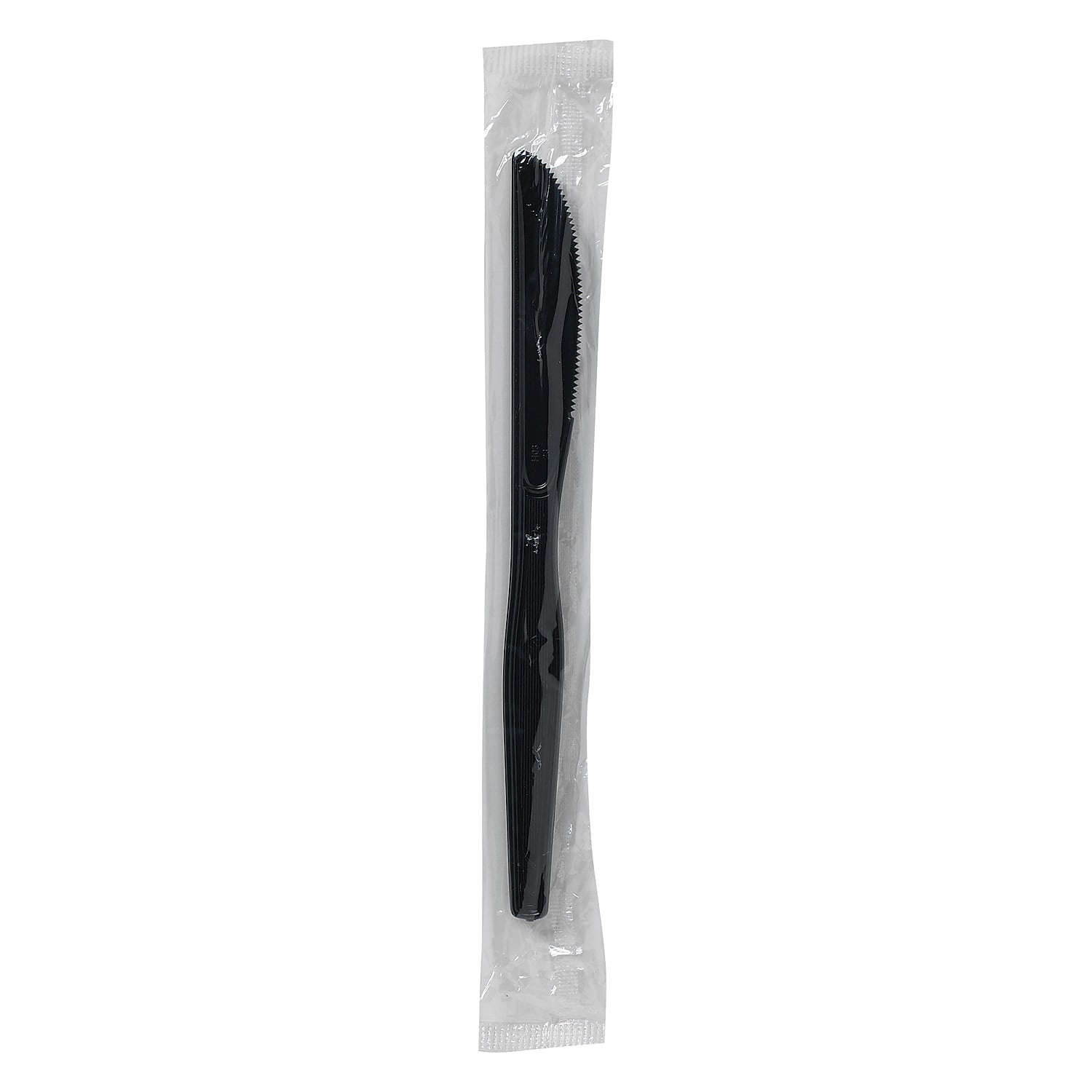 3X Heavy Duty Plastic Knives Individually Wrapped, Sturdy Like Silverware,  100 Pack Black Disposable Plastic Knives Bulk, Packaged To-Go Utensil Set
