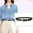 thumbnail image 5 of JASGOOD Women Leather Belt for Jeans Pants Fashion Ladies Skinny Dress belt with Gold Buckle, 5 of 10