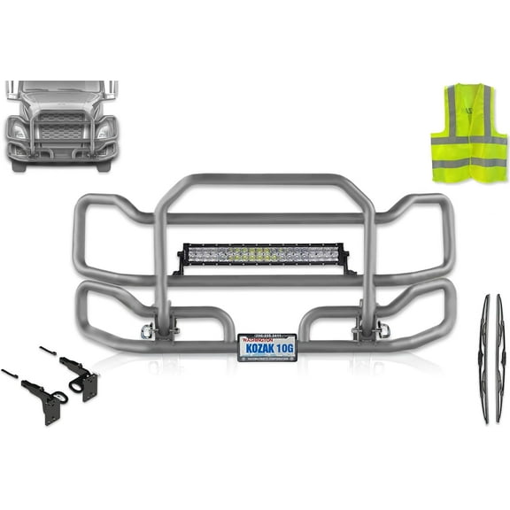 Front Grey Grille Deer Moose Brush Bumper Guard Large Compatible with Volvo VNL 2018 