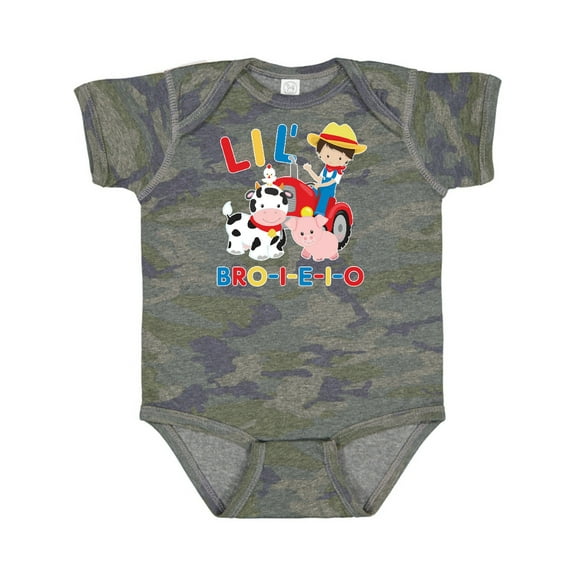 Inktastic Farmer Tractor Eieio Little Bro Boys Baby Bodysuit