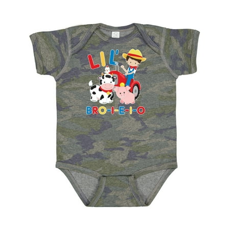 

Inktastic Farmer Tractor EIEIO Little Bro Gift Baby Boy Bodysuit