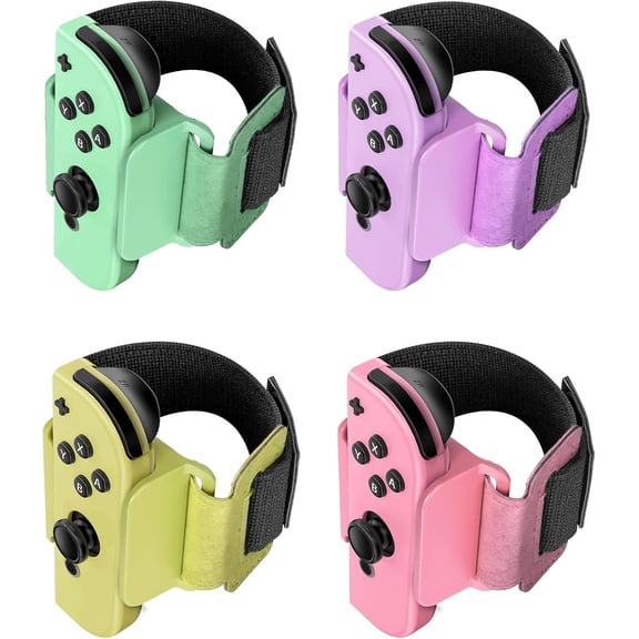 [4 Pack] Wristband for Just-Dance 2026 2025 2024 2023 2022 Nintendo Switch/for Zumba Burn It Up, Band Joy-Con Grip,Wrist Strap Adult Teens and Kids (Pastel (Green Purple/Yellow Pink))
