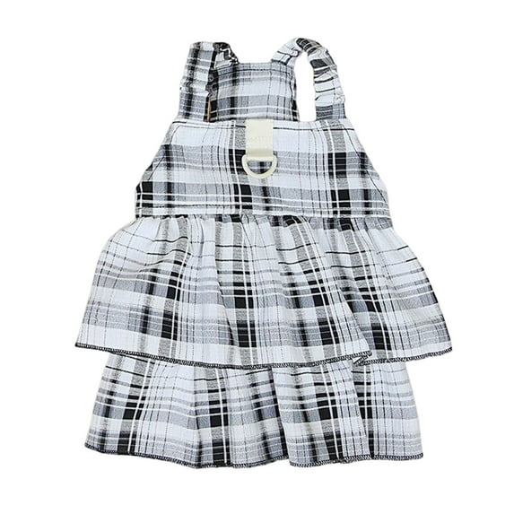 Pet Clothes with Towing Ring - Cake Hem Princess - Soft and Anti-Deformed - Photograph Prop - Cotton Grid Design Dog Skirt - Spring Accessories