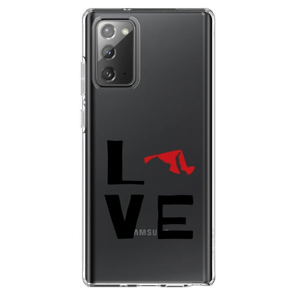 DistinctInk Clear Shockproof Hybrid Case for Samsung Galaxy Note 20 (6.7" Screen) - TPU Bumper Acrylic Back Tempered Glass Screen Protector - Maryland - Love Black & Red
