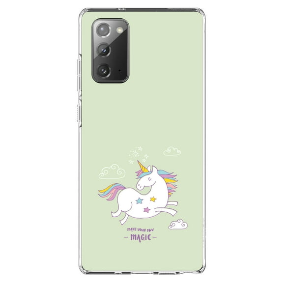 DistinctInk Clear Shockproof Hybrid Case for Galaxy Note 20 ULTRA (6.9" Screen) - TPU Bumper, Acrylic Back, Tempered Glass Screen Protector - Unicorn - Make Your Own Magic