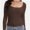 Chocolate, variant on Womens Casual Long Sleeve Scoop Neck Slim Fitted Basic Top