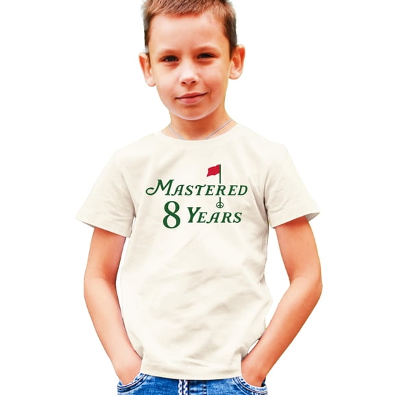 Mastered 8 Years Shirt for Boys & Girls Golf Themed Eighth Birthday T-Shirt for Kids Natural Shirt 5-6