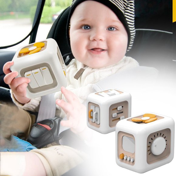 pdqouc Montessori Toy Travel Activity Busy Cube Movement Skills Toy First Birthday Gift Busy Hand Grip Cube Six Polyhedra