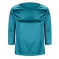 thumbnail image 6 of XAOFW Elegant Solid Color Short Sleeve T Shirt For Women Lightweight Satin Knit Tees With Crew Neck For Summer Stylish Tops L, 6 of 9