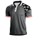 thumbnail image 2 of TOWED22 Mens Polo Shirt 4th of July Male Summer Flag Print T Short Sleeve T Shirt T-Shirt Tops(Grey,M), 2 of 4