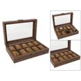thumbnail image 3 of justharion Luxury Wooden Watch Box Men Jewelry Rings Case Organizer Glass Top 10 Grid, 3 of 8