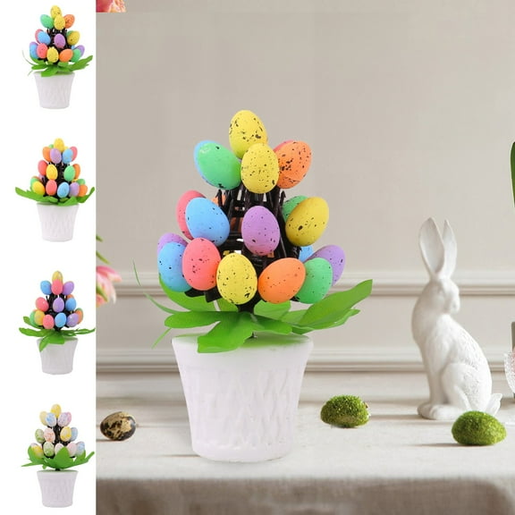 Iumwxz Easter Decorations Artificial Easter Eggs Potted Easter Decor Foam Easter Eggs Pot Easter Eggs Bonsai for Indoor Easter Basket Stuffers Tax Free Weekend