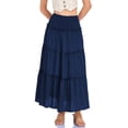 thumbnail image 5 of oqasdz Maxi Skirts for Women Casual Elegant High Waisted A Line Flowy Ruffles Solid Color Tiered Thin Breathable Formal Long Skirt, 5 of 7